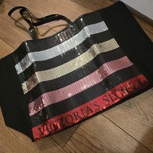 Victoria's Secret Black and Multicolor Sequin Tote